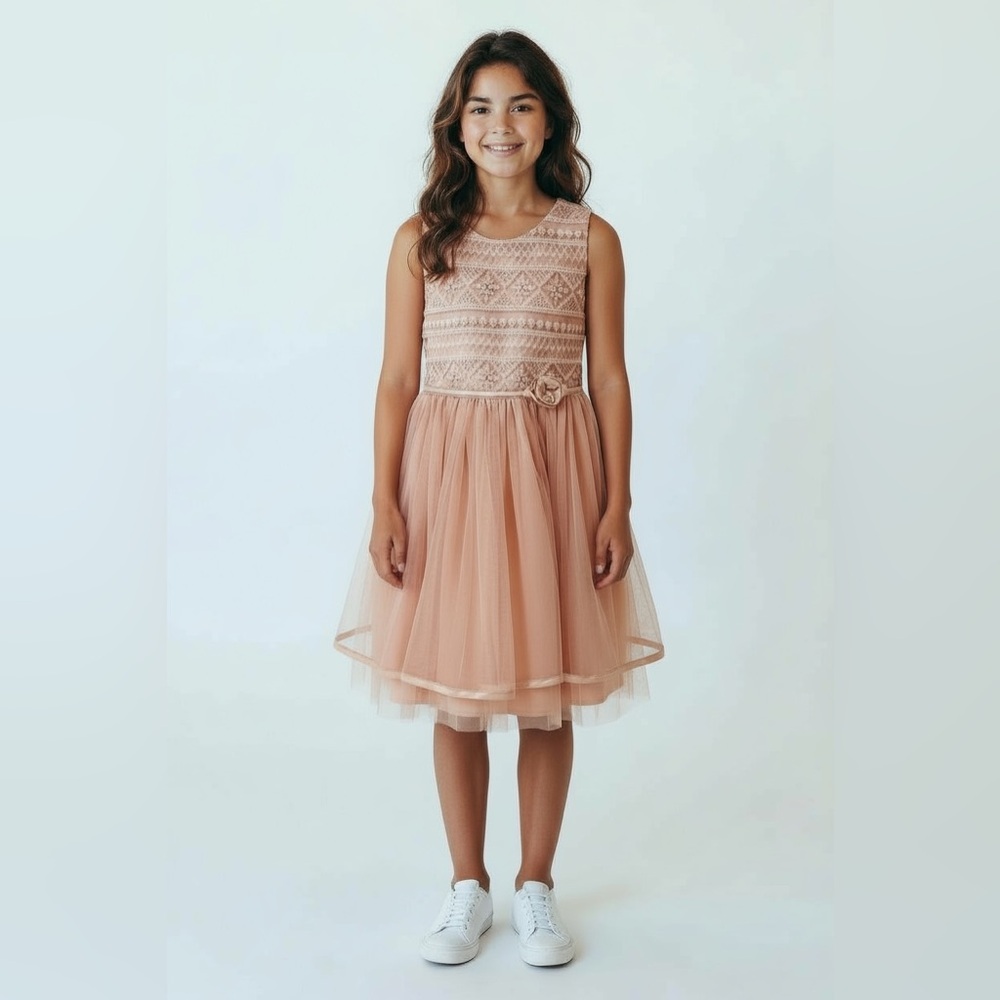 Jona Michelle Party Dress Lace‎ Tulle Flower Girl Special Occasion Size 6
